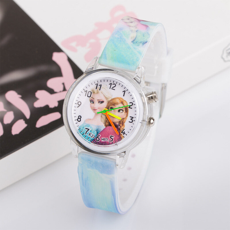 Cartoon Cute Colorful Light Silicone Quartz Watch Children Kids Girls Fashion Bracelet Luminous Wrist Watch Clock