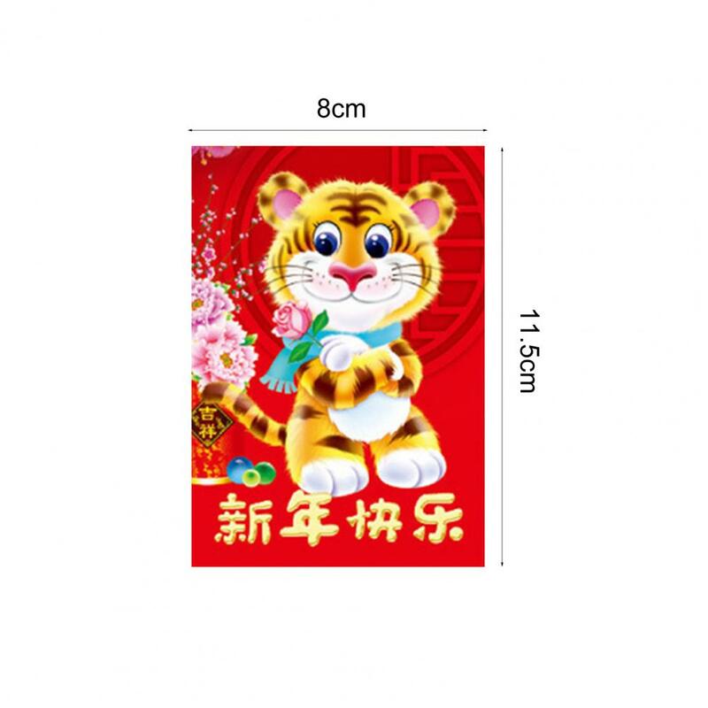Конверт с красным карманом, 12 шт., красивый праздничный кошелек Hongbao с принтом Тигра для весны, праздника, свадьбы, подарочный пакет