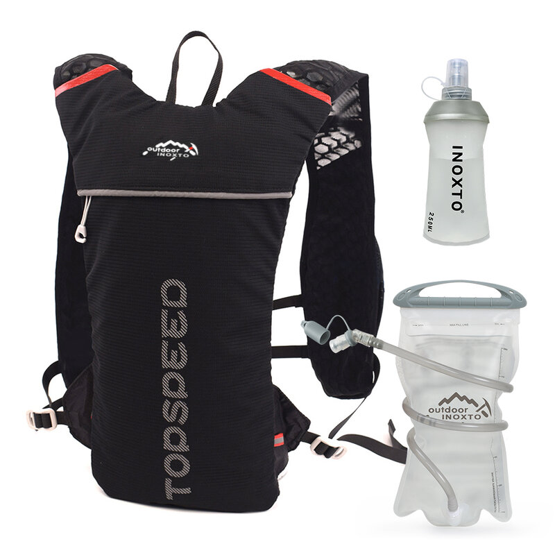 Trail Running-mochila ultraligera de 5L, chaleco de hidratación para correr, Maratón, bicicleta,Botella de agua 250ml 500ml