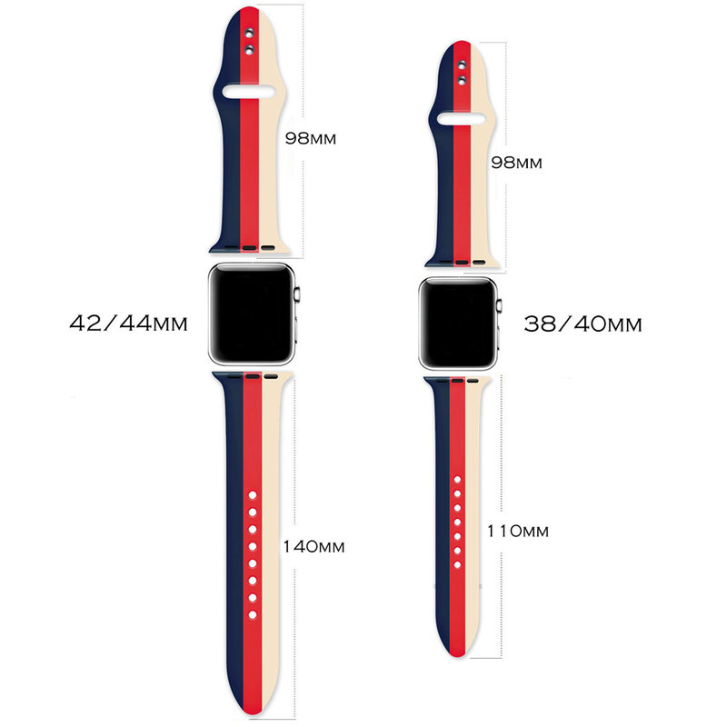 Bracelet de Sport rayé pour Apple Watch 5 séries 5 4/3/2Bracelet pour iWatch 38mm/40mm/42mm/44mm Bracelet de remplacement en Silicone souple