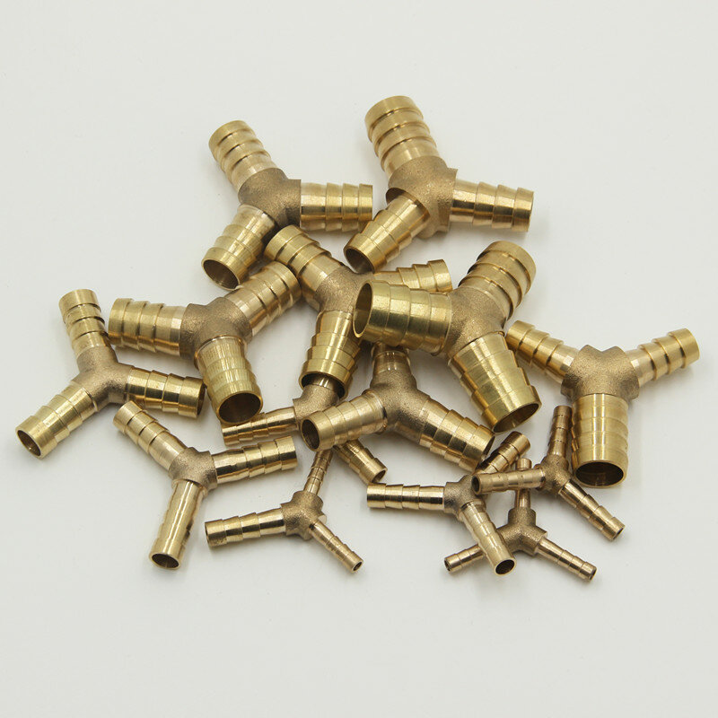 황동 바브 파이프 피팅 티 조인트 커넥터, 구리 파고다 워터 튜브 피팅, 호스, 4mm, 5mm, 6mm, 8mm, 10mm, 12mm, 16mm, 19mm