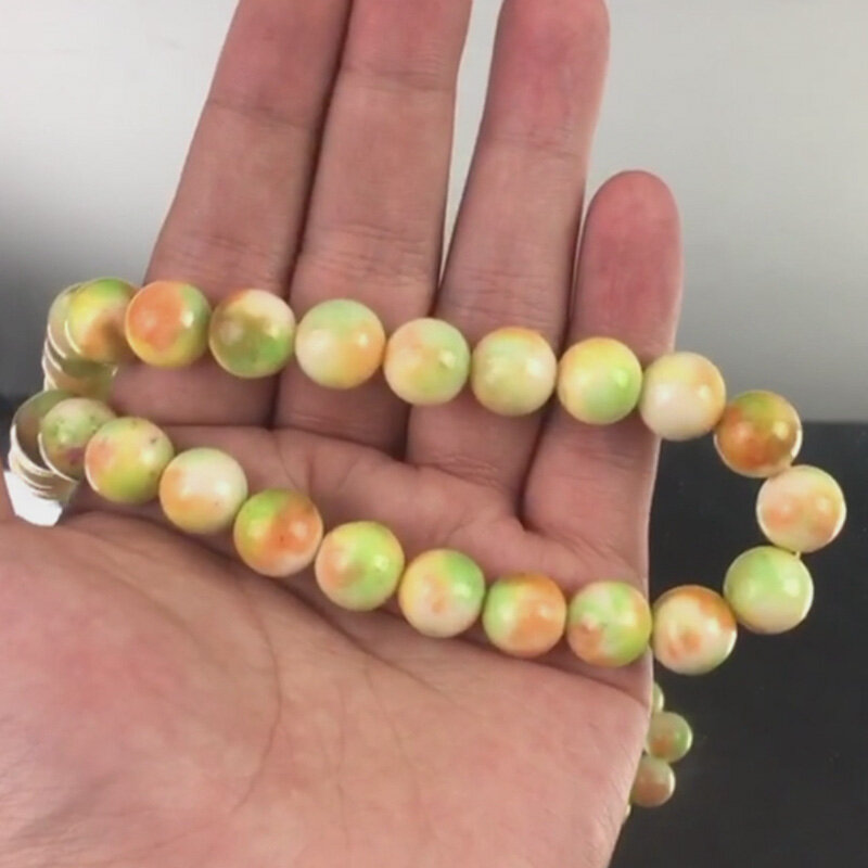 Natural Stone Round Orange Green Jades Chalcedony Beads Loose Spacer Beads For Jewelry Making DIY Bracelet Necklace 6/8/10mm