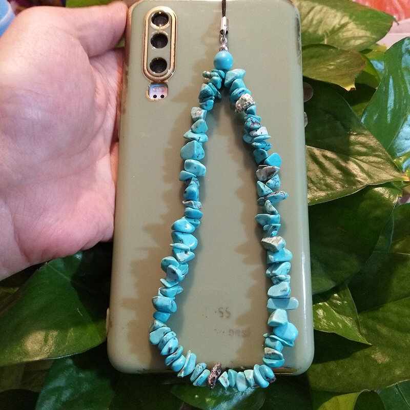 2022 chegada nova pedra esmagada universal pulseira do telefone móvel chaveiro anti perdido corrente do telefone moda cordão de pulso para meninas