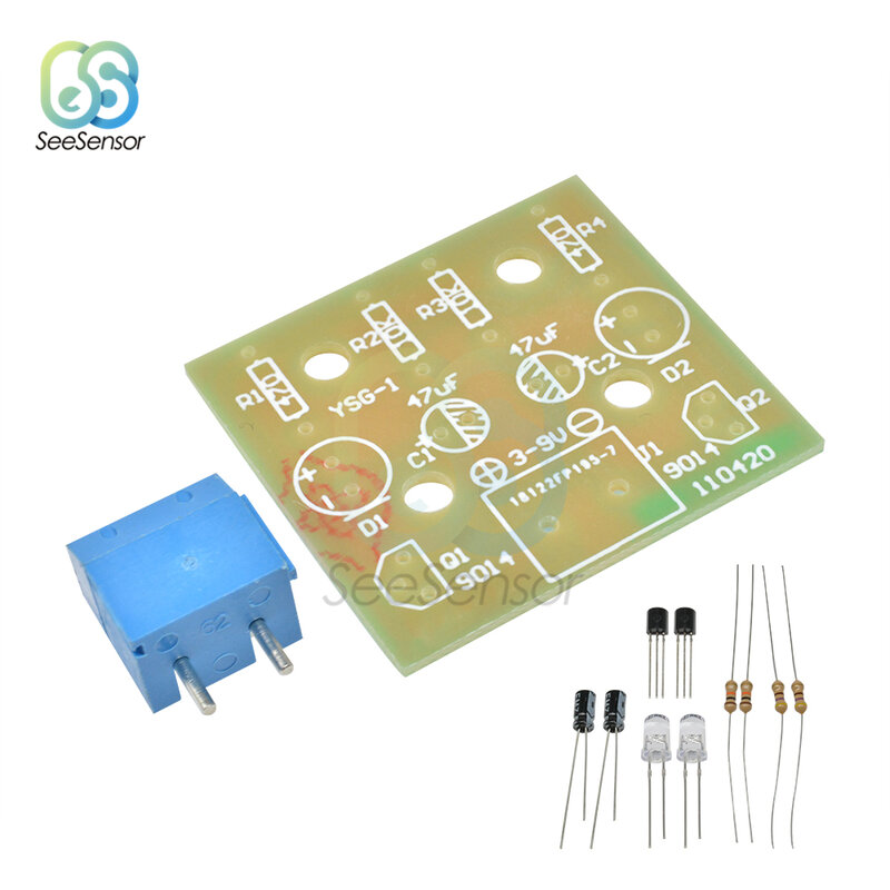 5mm LED modulo di circuito semplice Flash Light Kit fai da te LED lampeggianti Kit di circuiti stampati parti di Suite di produzione elettronica 3-14V