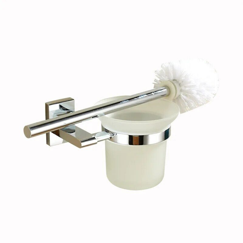 Vidric-soporte para escobilla de baño, estante de cobre cromado, sencillo, Moderno