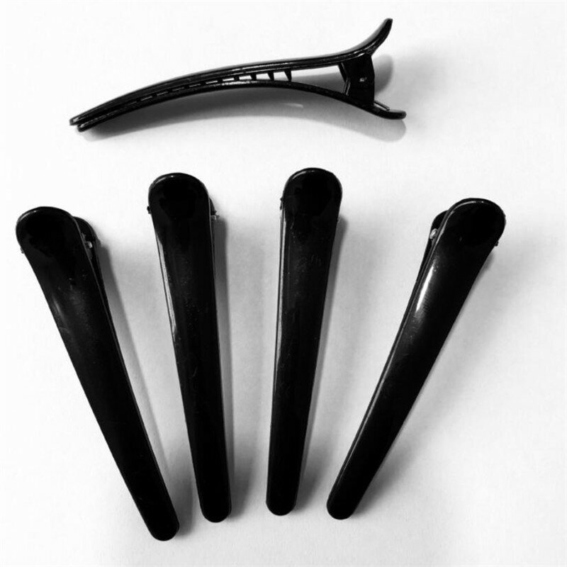 Horquillas profesionales de plástico negro para peluquería, pinzas para el pelo de cocodrilo, pinzas para el cuidado del cabello, herramientas de estilismo, 10 unidades