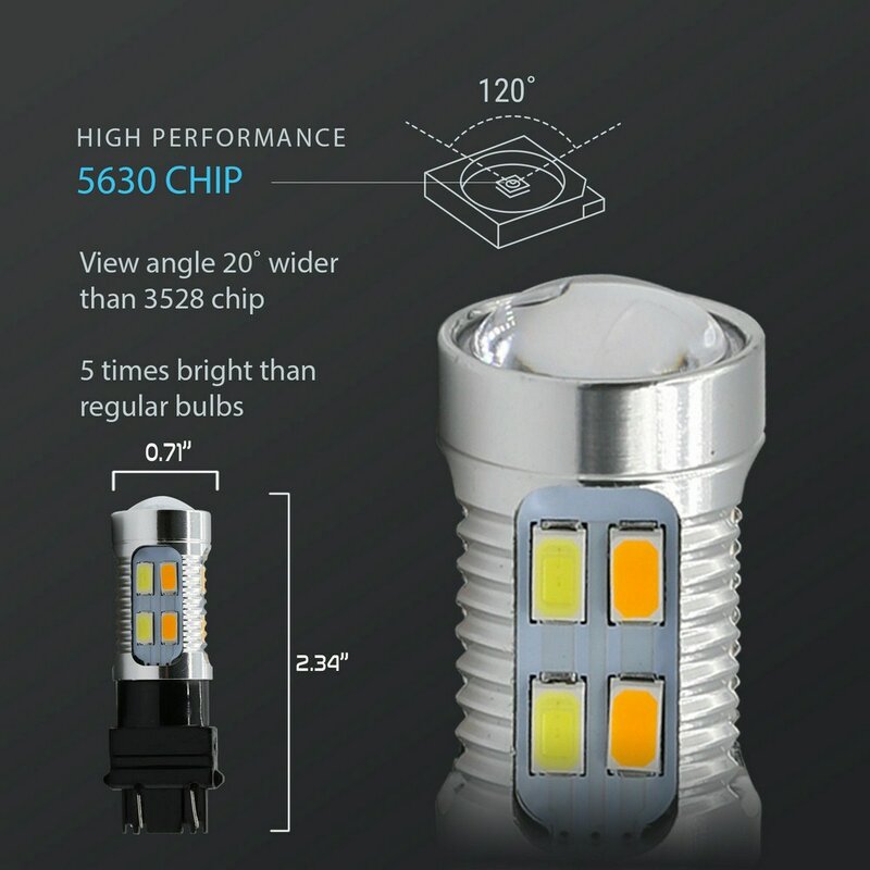 2 pezzi doppi colori 7443/1157 di alta qualità LED indicatori di direzione anteriori automatici Auto LED lampadina giallo bianco luci a LED per Auto