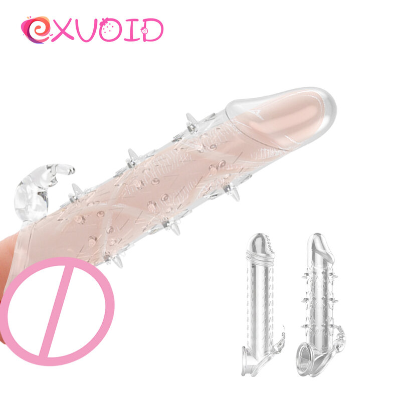 Exvoid silicone retardador de ejaculação, manga peniana atraso brinquedos sexuais para casais cristal extensor peniano anel ampliador