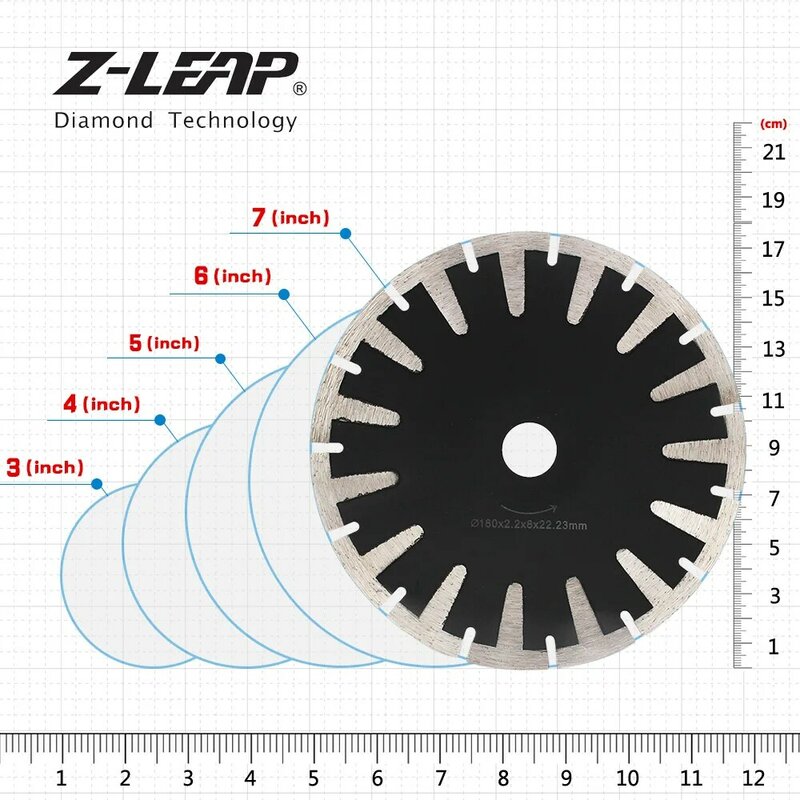 Z-LEAP 7 นิ้วเพชรเว้าตัดเลื่อยวงเดือนติดตั้งกระจกไดมอนด์ใบเลื่อย T ส่วนป้องกันหินอ่อนหินแกรนิตตัดเครื่องมือ