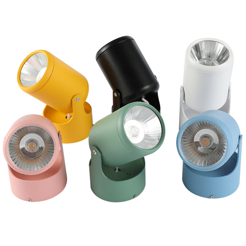 COB светодиодный потолочный светильник, накладной светодиодный потолочный светильник, цветной светодиодный светильник 7 Вт, 10 Вт, 15 Вт, 20 Вт, регулируемый, с поворотом на 180 градусов, для помещений