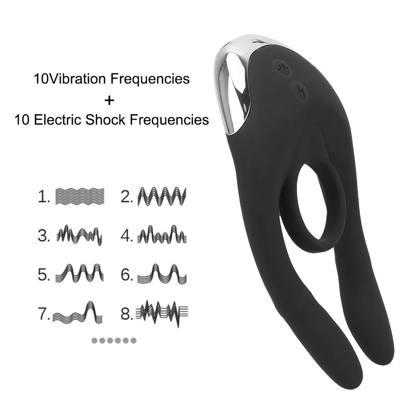 Anillo vibrador de 10 velocidades para el pene, consolador de choque eléctrico para retrasar la eyaculación, estimulación Anal del clítoris