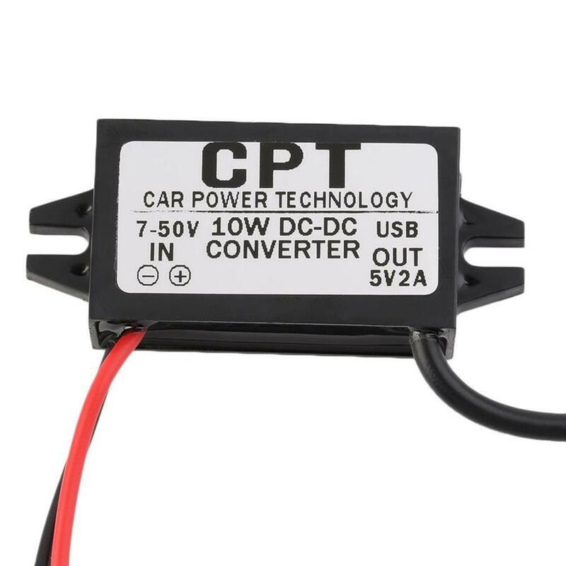กันน้ำDC 7-50Vถึง5V 2A USBหญิงConverter RegulatorสำหรับรถStep Down Buck Converterแหล่งจ่ายไฟโมดูล