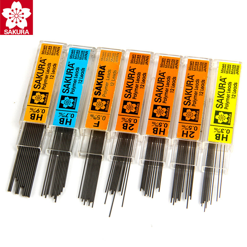 ساكورا الميكانيكية قلم رصاص عبوة التلقائي أقلام الجرافيت الرصاص استبدال الرصاص 2B/2H/B/HB 0.3/0.5/0.7/0.9 مللي متر طالب القرطاسية