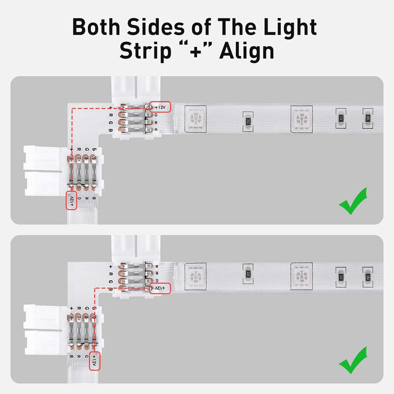 5pcs 4PIN 8mm Led Connector L Shape 8mm 4pin RGB 3528 2835 Led Strips Corner Angle Wire Connectors Install Adapter