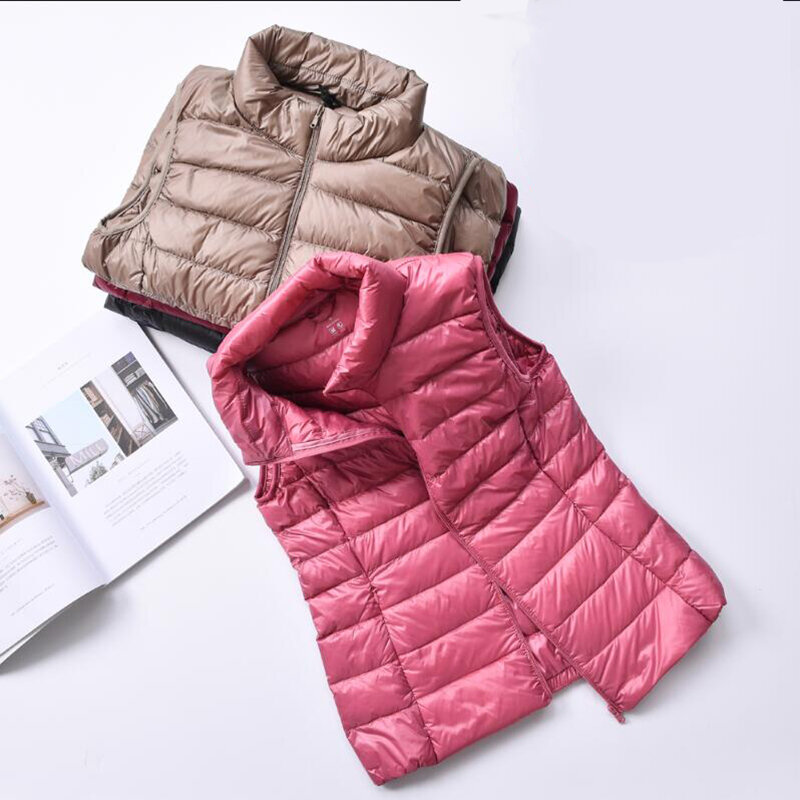 ฤดูใบไม้ร่วงและฤดูหนาวลงเสื้อกั๊กสตรี Ultra-Light Down Jacket เสื้อกั๊ก Windproof Warm Women 'S แจ็คเก็ต