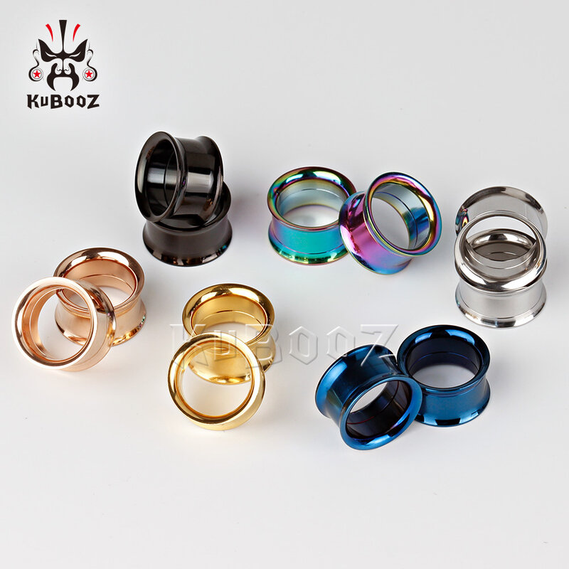 KUBOOZ-anillo para Piercing de oreja para hombre y mujer, ensanchadores de joyería corporal, túneles de acero inoxidable, tapones expansores, medidores, 6-25mm