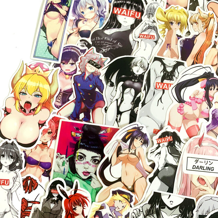100 pièces Sexy Japonais dessin animé anime Fille Autocollant Pour Sac À Dos PVC Skateboard casque de moto Style De Voiture Accessoires De Voiture