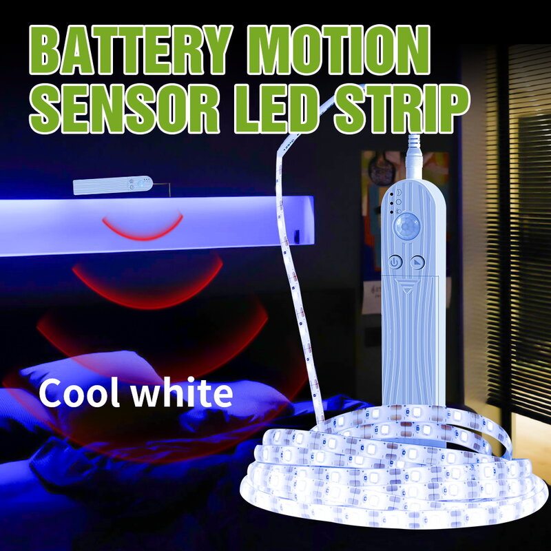 Fita de led com sensor de movimento, tira com sensor pir, usb, 5v, 2835, smd, lâmpada noturna sob a cama, diy, quarto, cozinha, armário, liga/desliga inteligente