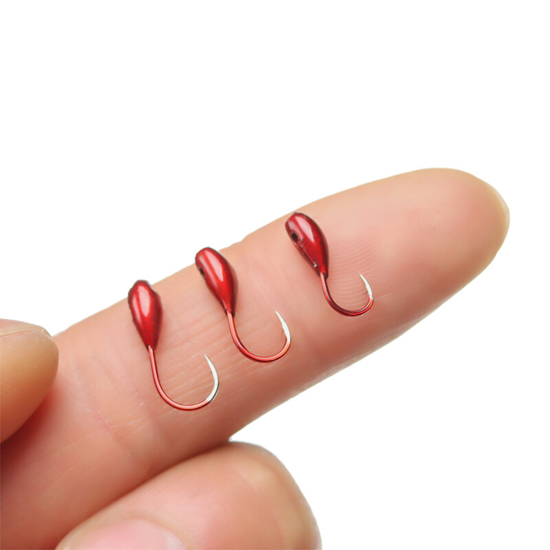 1/10/20Pcs Hot Top Lead Head Lure Bait Red Worm Fishing Hooks Fishing Tackle
