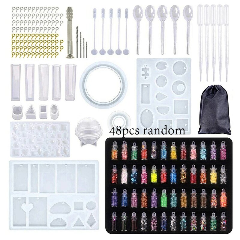 Moldes e ferramentas de resina de fundição, para joias em resina, pingentes de pulseira de resina, moldes de fundição de silicone, 184 peças