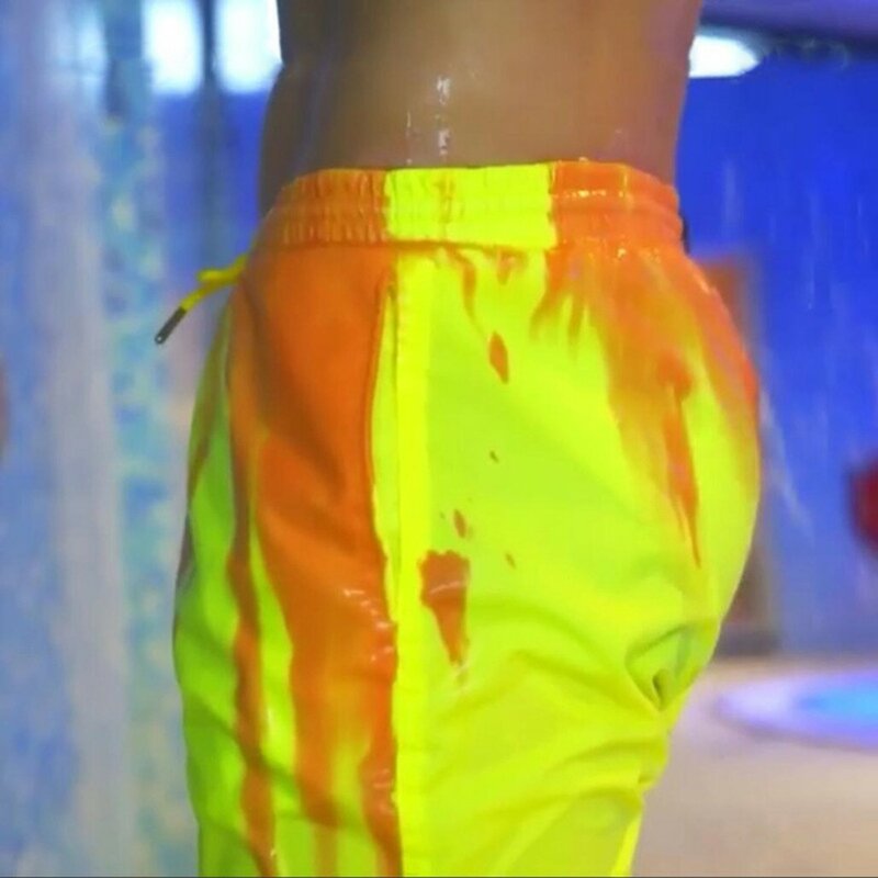switchs color changing swim trunks for Men Temperature-Sensitive Color-Changing Beach Pants Swim Trunks Shorts #D