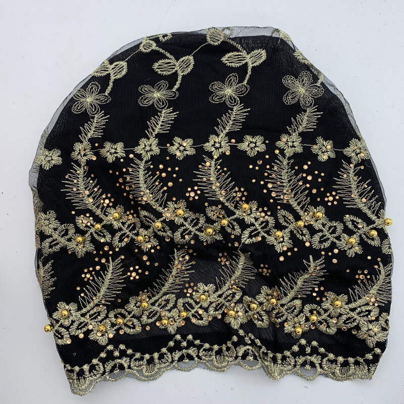New Beading Women's Turban Cap Embroidery Fashion Female Head Wraps Muslim Headscarf Bonnets Cancer Chemo Hat