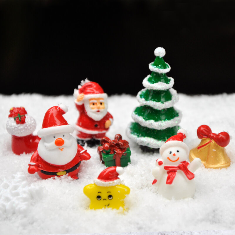 BAIUFOR Miniature Christmas figures Santa Claus Snowman Terrarium Accessories Gift Box Fairy Garden Figurines Dollhouse Decor
