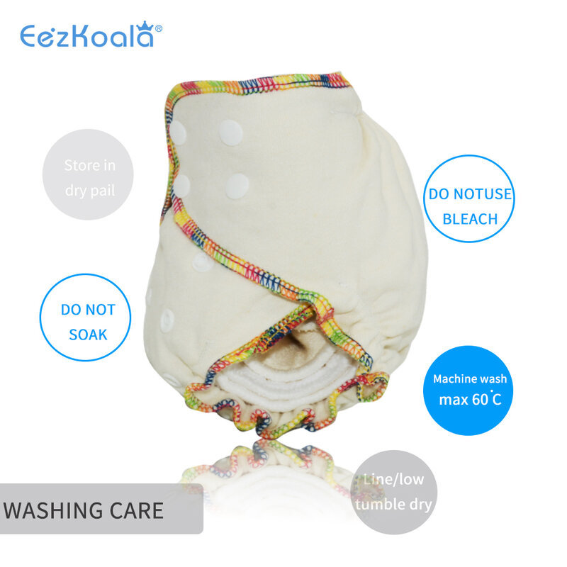 EezKoala OS Hybrid pas popok kain dapat digunakan kembali malam AIO & AII bayi popok kain katun rami dapat dicuci