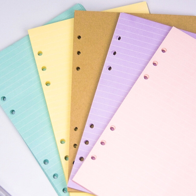 Cuaderno de hojas sueltas Kawaii A5 A6, recambio de carpeta en espiral, páginas internas de papel de índice, planificador diario, línea de cuadrícula, Agenda en blanco, 40 hojas