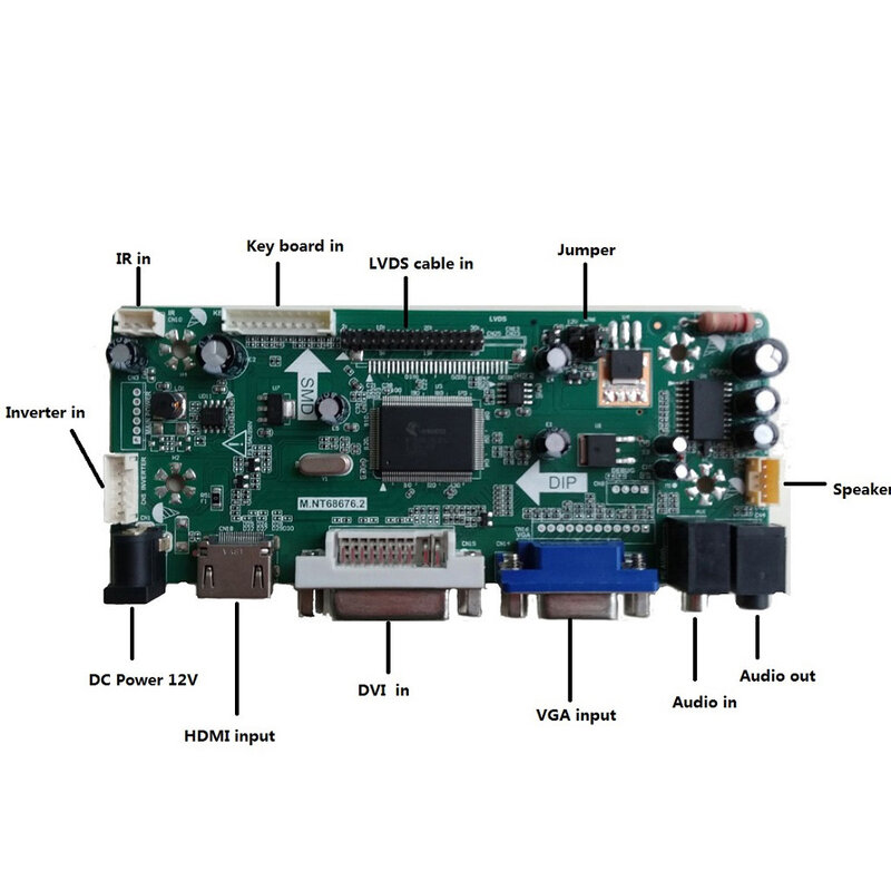 Kit para 40pin LP156WH2(TL)(E1)/(TL)(EA)/(TL)(D1)/(TL)(Q1)/(TL)(Q2)/TLQA DVI VGA LED LVDS LCD Placa de controlador 1366X768 monitor