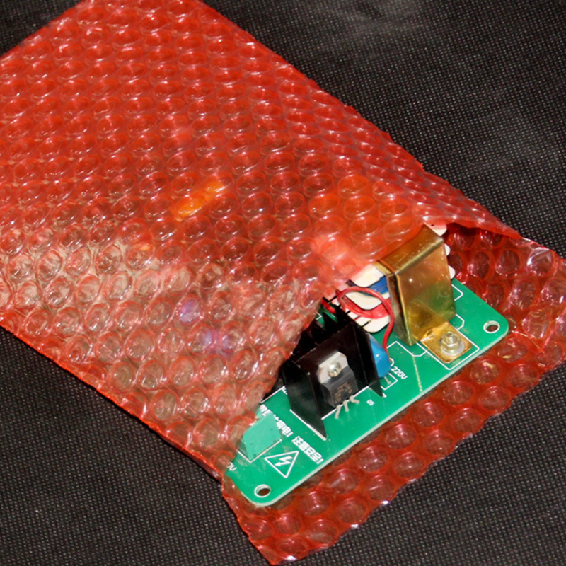 50 pz 10x15cm busta di plastica rossa sacchetti di bolle antistatiche PE trasparente sacchetto di imballaggio antiurto doppio Film bolla Mailer