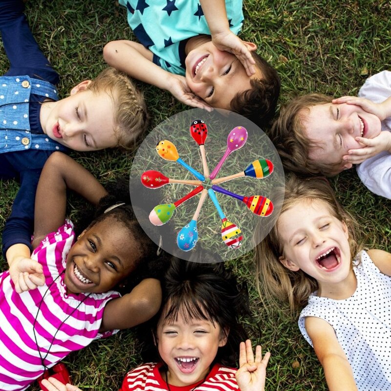 ขายร้อนของเล่นเด็กทารกเด็กวัยหัดเดินไม้ค้อนไม้ Maraca Rattles ของเล่นดนตรี Montessori ของเล่นเด็กเด็ก Shaker ของเล่น