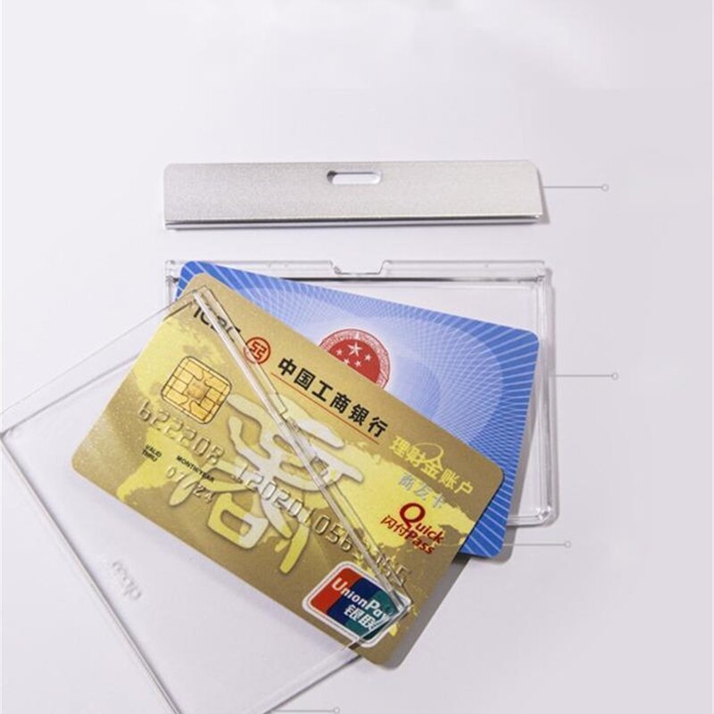 Portatarjetas de identificación Ic de moda, soporte de insignia transparente, tarjeta de trabajo sin cordón, acrílico con Material de Metal, novedad