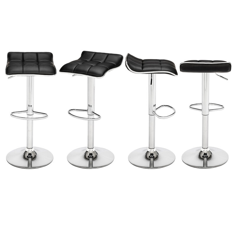 360 Degrees  Adjustable 2 Soft-Packed Square Board Curved Foot Bar Stools Pu Fabric Black  Bar Stool Chair Bar Stools Modern