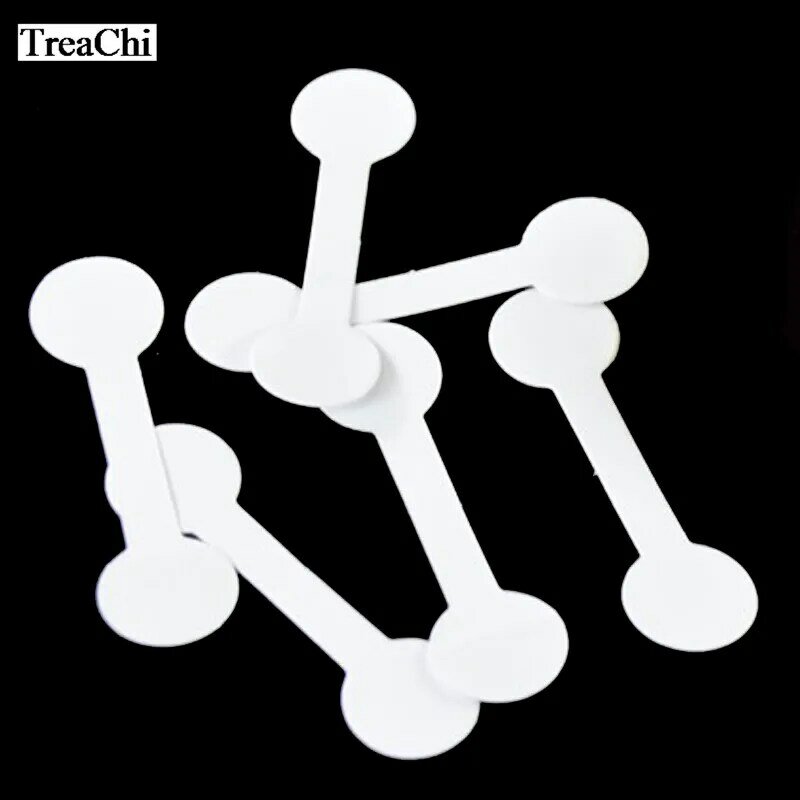 Wholesale Adhesive Paper Jewelry Ring Tag White Dumbbell Ring Tag Rectangle Jewelry Sticker Label Tag 50Pcs/100Pcs
