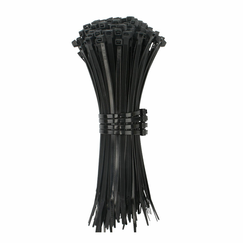Auto-bloqueio preto Nylon Cable Tie, anel de fixação, Zip Wraps Strap, Nylon Cable Tie Set, 5x300, 3x200, 100 pcs