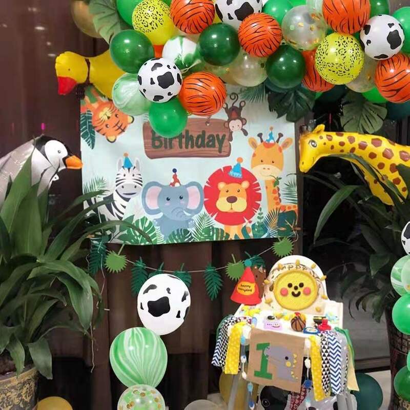 77 sztuk/partia zielony zwierząt lateksowy balon łuk Garland zestaw dzieci urodziny dżungli Safari Party Decor Baby Shower Party tło Suppl