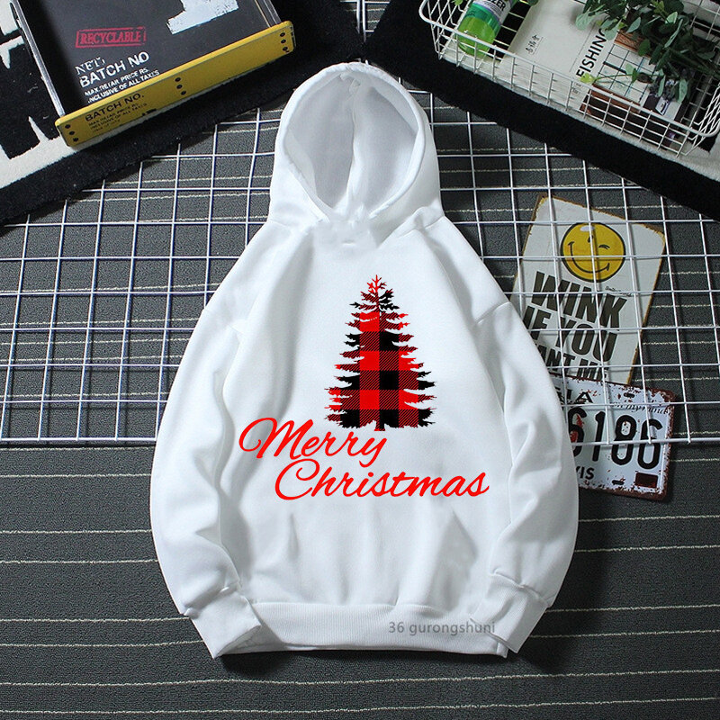 Sudadera con capucha para niño y niña, con estampado gráfico de árbol de Navidad y letras, abrigo de Hiphop, tops de moda, novedad de diseño