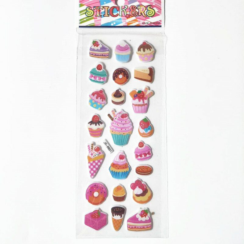 6 lembar stiker kue gelembung lucu makanan penutup kreatif es krim Adesivos perlengkapan alat tulis Korea Label catatan tempel anak-anak