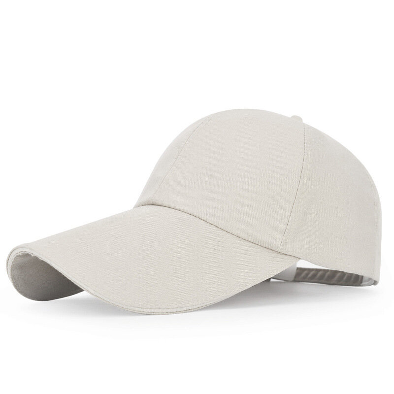 엑스트라 롱 빌 플레인 조절식 야구 모자, 스냅백 모자, 여름 UV 보호 여행 비치 캡, 캔버스 캡