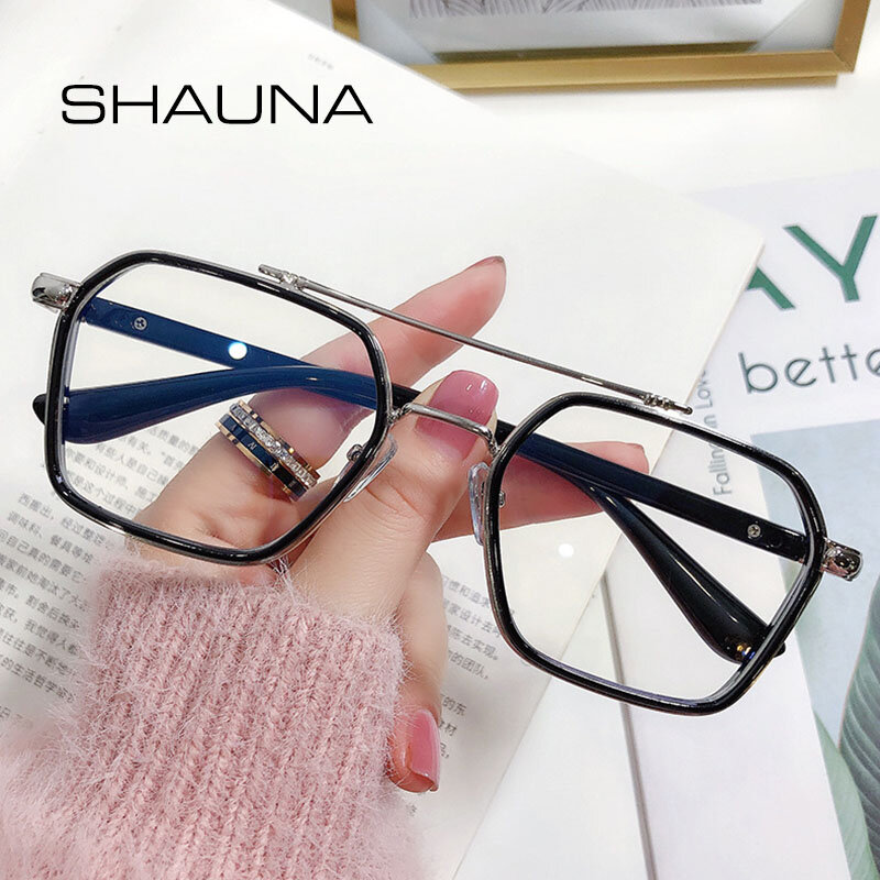 SHAUNA Retro Anti-Blue Light Square Glasses Frame Brand Designer Ins Popular Optical Eyeglasses Frames