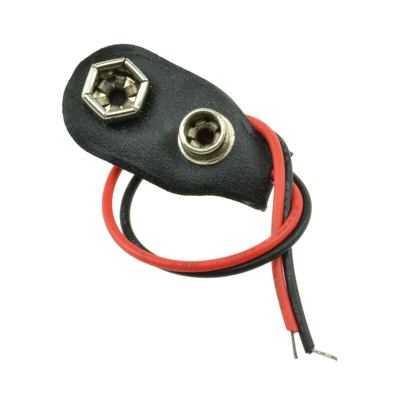 Conector de batería con Clip para Arduino, 1/5/10 piezas, tipo I, 9V, carcasa de cuero, Negro, Rojo, con cable