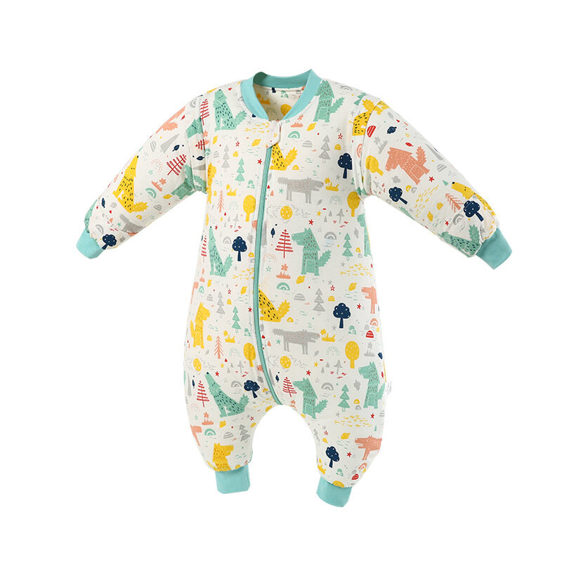 HappyFlute Saco de dormir de algodão manga comprida, perna dividida dos desenhos animados, pano grosso, apto para 0 ~ 6 anos bebê, inverno