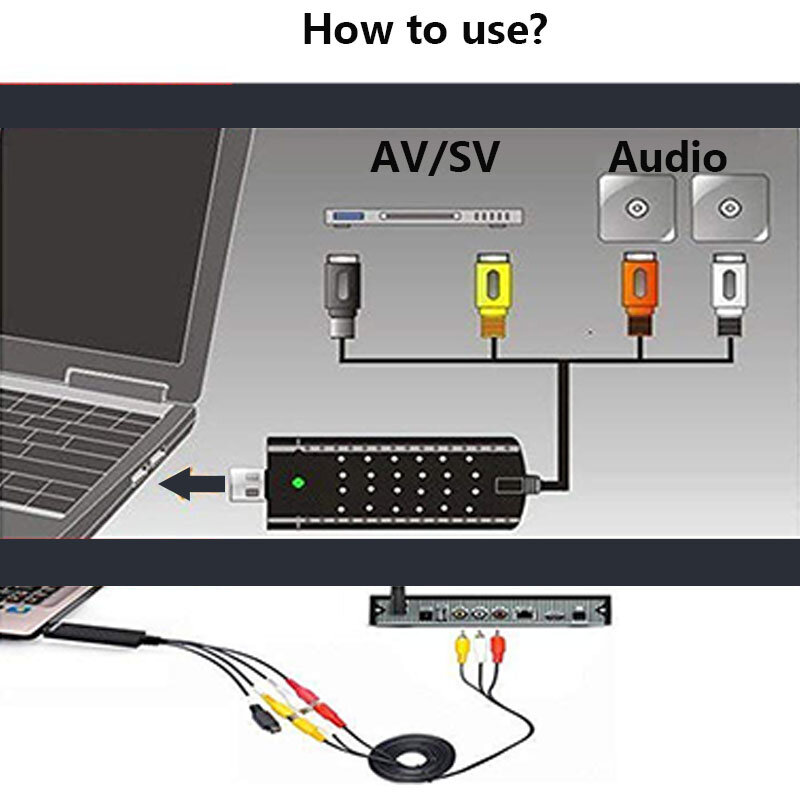 Wiistar Easy cap USB 2.0 TV DVD VHS 비디오 캡처 어댑터 장치 카드 지원, Win XP / Win 7 / Vista 32 액세서리