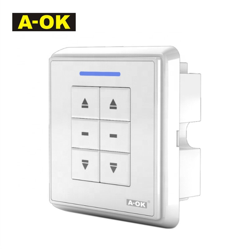 A-OK AC227-1 AC228-1 Single/Dual Channel Wall Switch for A-OK 4 Wire Curtain Motor,with External RF433 Receiver,230V/120V Option