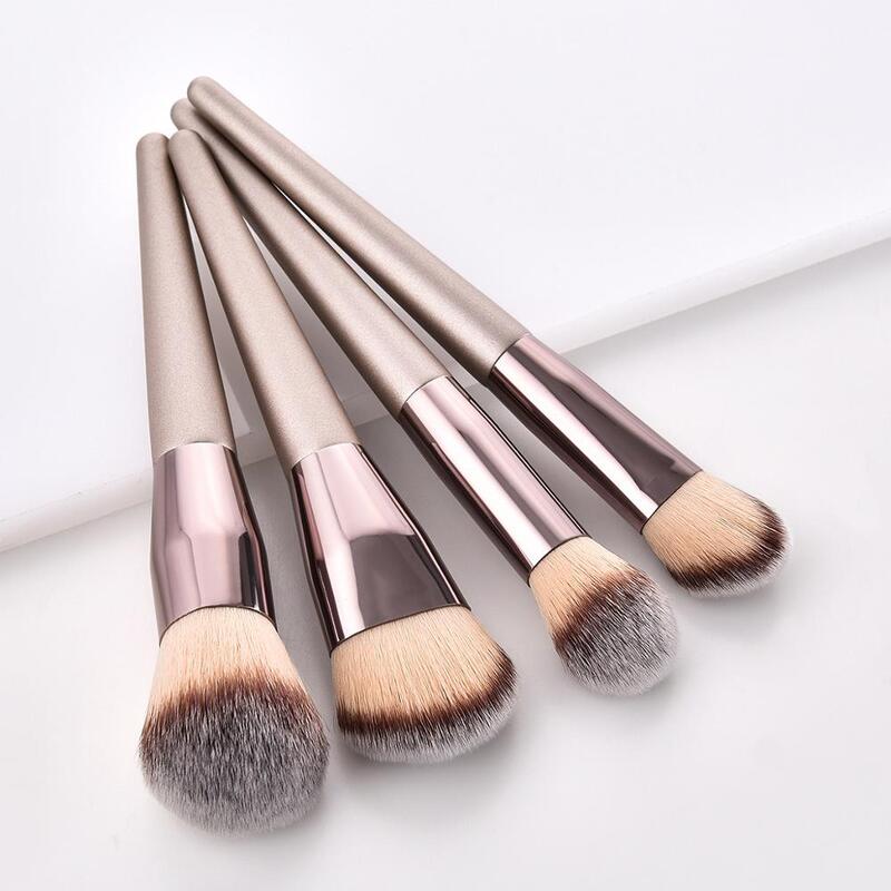 Hot 1 Set Of Makeup Brush Set Wooden Handle Aluminum Tube Makeup Brush Makeup Beauty Tool Set Champagne Color Makeup Brush Set