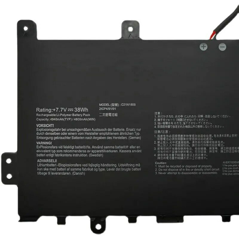 Bateria do portátil para Asus Chromebook, C523NA, C523NA-DH02, 0B200-03060000, 0B200-03130000M, 7.7V, 38WH, Novo