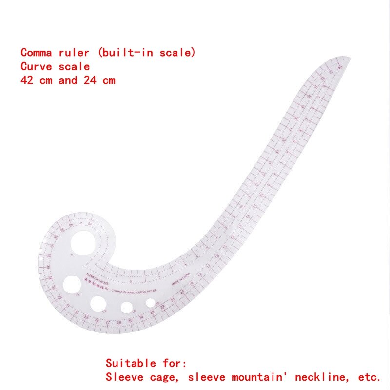 Regla métrica curva francesa de plástico para costura, medida para confección de ropa, regla de clasificación a medida, fabricación de patrones, 7 piezas por juego