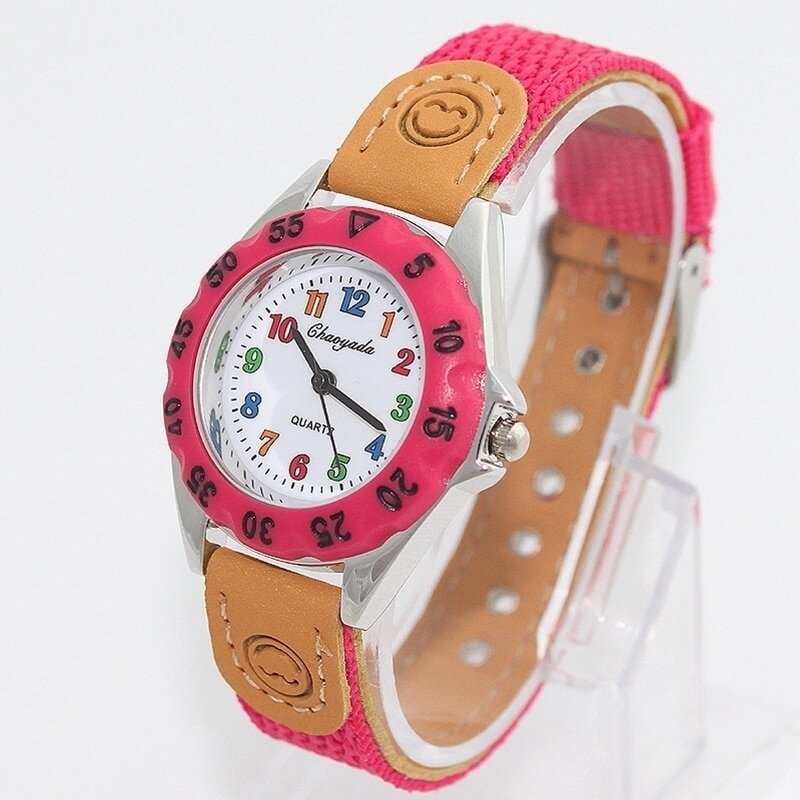 Relógio de pulso infantil, relógio fofo de quartzo com pulseira de tecido para estudantes, presente com números coloridos