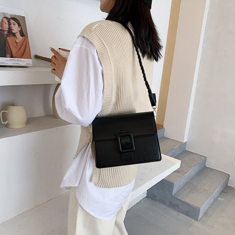 Po prostu damska torba typu Crossbody łańcuch podróży małe torebki PU skóra jednolity kolor torba na ramię dla kobiet 2020 nowy